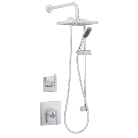 Miseno Elysa Pressure Balanced Shower System with 2.0 GPM Rain Shower Head, Hand Shower, Slide Bar, and Wall Mounted Rain Shower Arm Polished Chrome