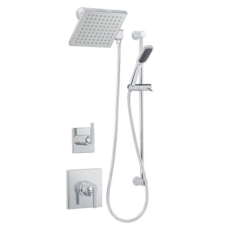 Miseno Elysa Pressure Balanced Shower System with 2.0 GPM Rain Shower Head, Hand Shower, Slide Bar, and Standard Shower Arm - Rough-In Valves Included Polished Chrome