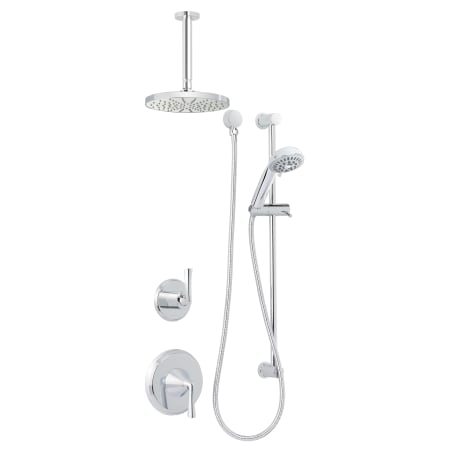 Miseno Bella Pressure Balanced Shower System with 2.0 GPM Rain Shower Head, Hand Shower, Slide Bar, and Ceiling Mounted Shower Arm - Rough-In Valves Included Polished Chrome