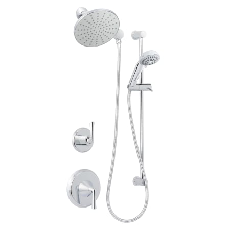Miseno Bella Pressure Balanced Shower System with 2.0 GPM Rain Shower Head, Hand Shower, Slide Bar, and Standard Shower Arm - Rough-In Valves Included Polished Chrome
