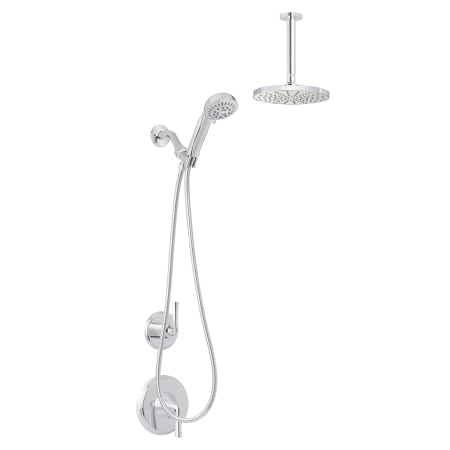 Miseno Bella Pressure Balanced Shower System with 1.8 GPM Rain Shower Head, Hand Shower, Hand Shower Holder, and Ceiling Mounted Shower Arm Polished Chrome
