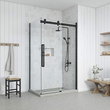Miseno Bel 78-3/4" High x 31-1/8" Wide Shower Door Replacement Glass Black
