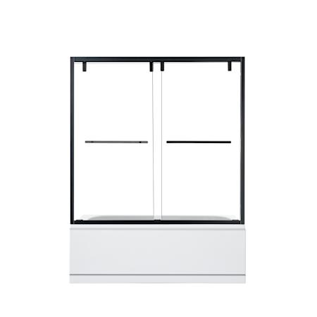 Miseno Brescia 60" High x 60" Wide Bypass Framed Tub Door with Clear Glass Matte Black