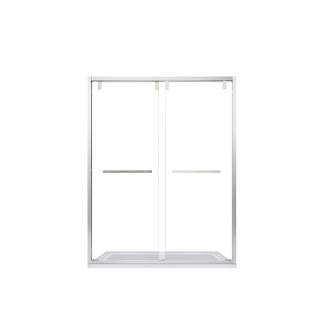 Miseno Brescia 76" High x 60" Wide Bypass Framed Shower Door with Clear Glass Brushed Nickel