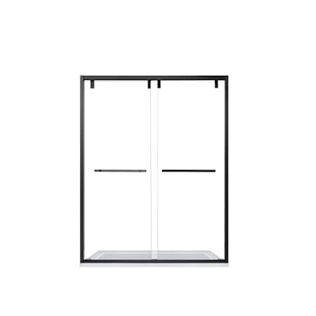 Miseno Brescia 76" High x 60" Wide Bypass Framed Shower Door with Clear Glass Matte Black