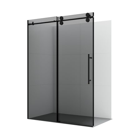 Miseno Echarri 78" High x 56" Wide Sliding Semi Frameless Shower Door with Tinted Glass Matte Black