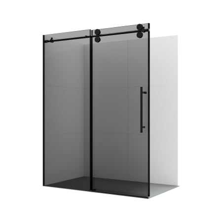 Miseno Echarri 78" High x 60" Wide Sliding Semi Frameless Shower Door with Tinted Glass Matte Black