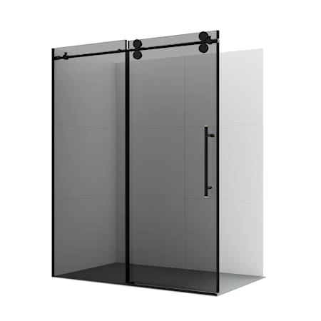 Miseno Echarri 78" High x 64" Wide Sliding Semi Frameless Shower Door with Tinted Glass Matte Black