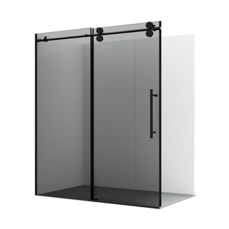Miseno Echarri 78" High x 68" Wide Sliding Semi Frameless Shower Door with Tinted Glass Matte Black