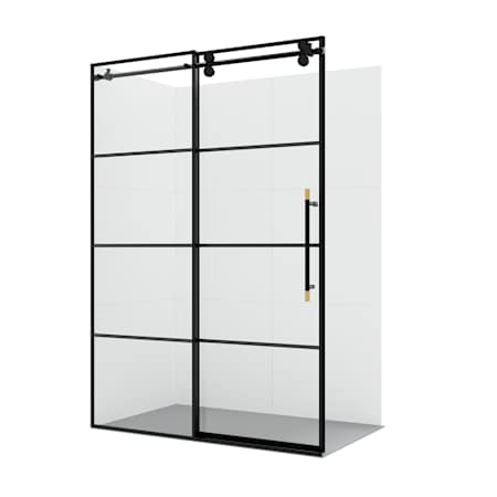 Miseno Losar 78" High x 48" Wide Sliding Framed Shower Door with Clear Glass Matte Black