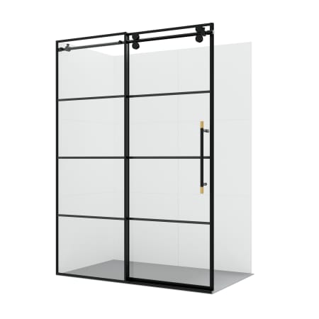 Miseno Losar 78" High x 56" Wide Sliding Framed Shower Door with Clear Glass Matte Black