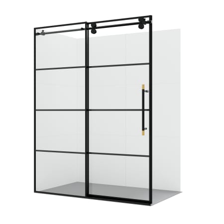 Miseno Losar 78" High x 60" Wide Sliding Framed Shower Door with Clear Glass Matte Black