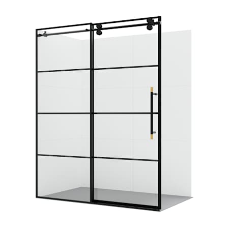 Miseno Losar 78" High x 64" Wide Sliding Framed Shower Door with Clear Glass Matte Black