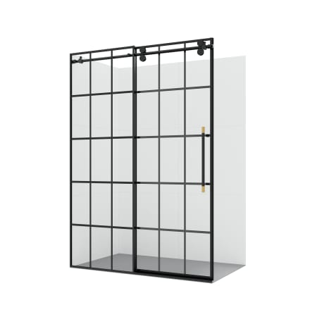 Miseno Puente 78" High x 48" Wide Sliding Framed Shower Door with Clear Glass Matte Black
