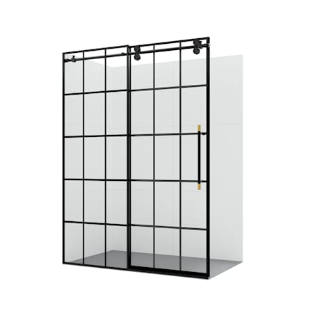 Miseno Puente 78" High x 56" Wide Sliding Framed Shower Door with Clear Glass Matte Black