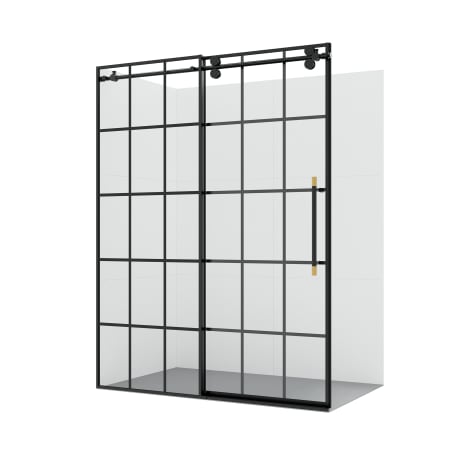 Miseno Puente 78" High x 60" Wide Sliding Framed Shower Door with Clear Glass Matte Black