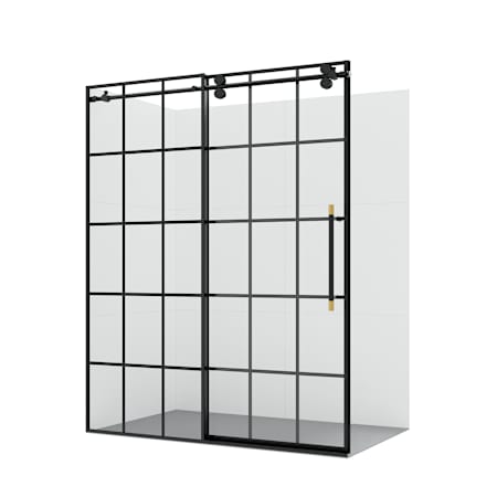 Miseno Puente 78" High x 64" Wide Sliding Framed Shower Door with Clear Glass Matte Black
