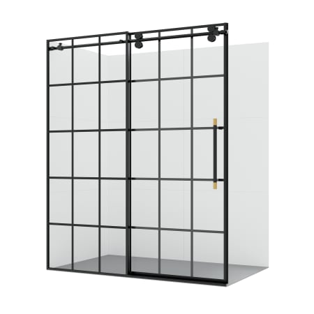 Miseno Puente 78" High x 68" Wide Sliding Framed Shower Door with Clear Glass Matte Black