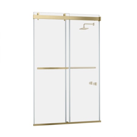 Miseno Spezia 76" High x 56" Wide Bypass Frameless Shower Door with Clear Glass Brushed Gold