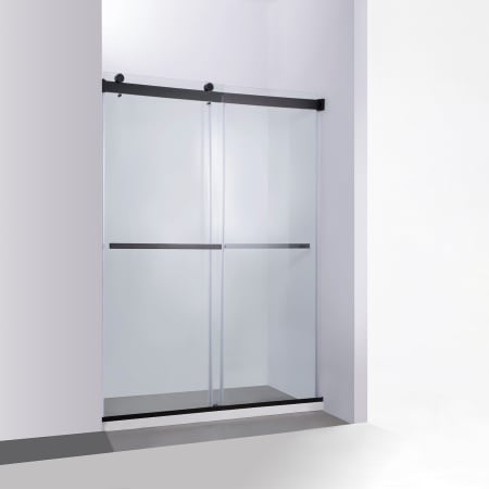 Miseno Spezia 76" High x 56" Wide Bypass Frameless Shower Door with Clear Glass Matte Black