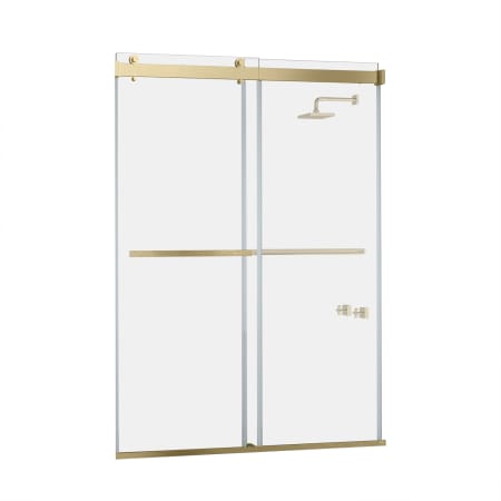 Miseno Spezia 76" High x 64" Wide Bypass Frameless Shower Door with Clear Glass Brushed Gold