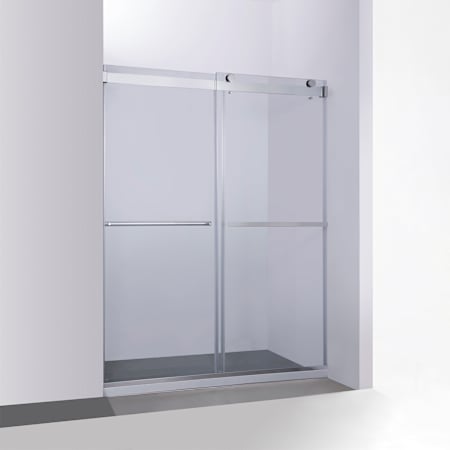 Miseno Spezia 76" High x 64" Wide Bypass Frameless Shower Door with Clear Glass Polished Chrome