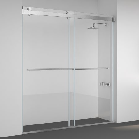 Miseno Spezia 76" High x 68" Wide Bypass Frameless Shower Door with Clear Glass Brushed Nickel