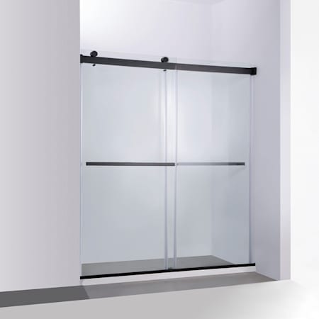 Miseno Spezia 76" High x 68" Wide Bypass Frameless Shower Door with Clear Glass Matte Black