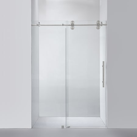 Miseno Villena 78" High x 52" Wide Sliding Frameless Shower Door with Clear Glass Brushed Nickel