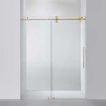 Miseno Villena 78" High x 60" Wide Sliding Frameless Shower Door with Clear Glass Brushed Gold