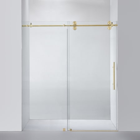 Miseno Villena 78" High x 68" Wide Sliding Frameless Shower Door with Clear Glass Brushed Gold