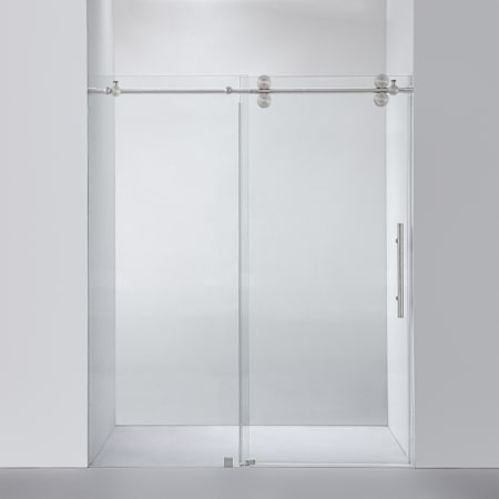 Miseno Villena 78" High x 68" Wide Sliding Frameless Shower Door with Clear Glass Brushed Nickel
