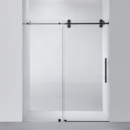 Miseno Villena 78" High x 68" Wide Sliding Frameless Shower Door with Clear Glass Matte Black