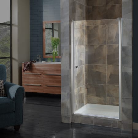Miseno Pivot 72" High x 22-1/2 - 24-1/2" Wide Hinged Frameless Shower Door with 1/4" Clear Glass Brushed Nickel