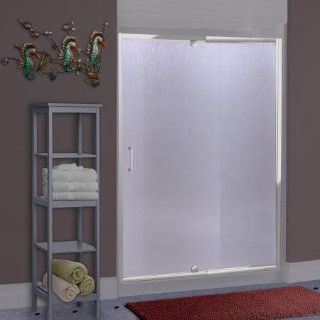 Miseno Suave 69" High x 42-48" Wide Hinged Framed Shower Door with 1/4" Pattern Glass Chrome