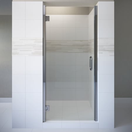 Miseno Sway 72" High x 33" Wide Hinged Frameless Shower Door with Clear Glass Chrome