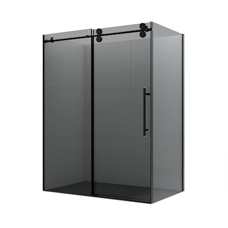 Miseno Echarri 78" High x 60" Wide x 36" Deep Sliding Semi Frameless Shower Enclosure with Tinted Glass Matte Black