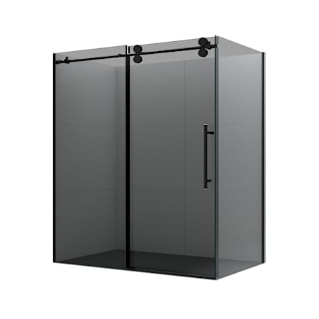 Miseno Echarri 78" High x 68" Wide x 36" Deep Sliding Semi Frameless Shower Enclosure with Tinted Glass Matte Black