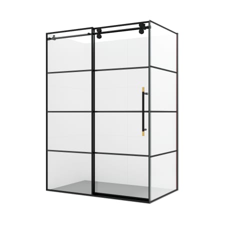 Miseno Losar 78" High x 56" Wide x 36" Deep Sliding Framed Shower Enclosure with Clear Glass Matte Black