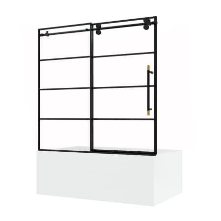 Miseno Losar 66" High x 60" Wide Sliding Framed Tub Door with Clear Glass Matte Black