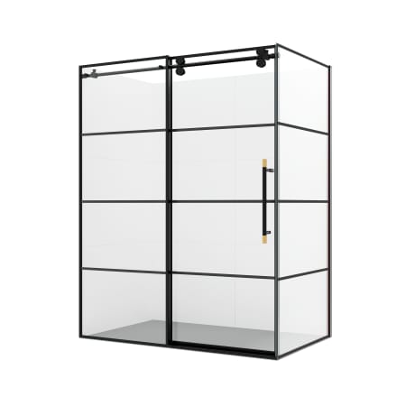 Miseno Losar 78" High x 64" Wide x 36" Deep Sliding Framed Shower Enclosure with Clear Glass Matte Black