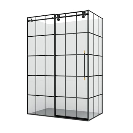 Miseno Puente 78" High x 48" Wide x 36" Deep Sliding Framed Shower Enclosure with Clear Glass Matte Black