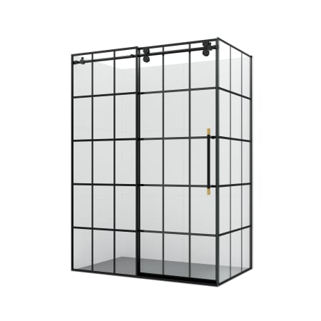 Miseno Puente 78" High x 56" Wide x 36" Deep Sliding Framed Shower Enclosure with Clear Glass Matte Black