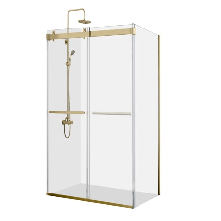 Miseno Spezia 76" High x 48" Wide x 35-13/16" Deep Sliding Frameless Shower Enclosure with Clear Glass Brushed Gold