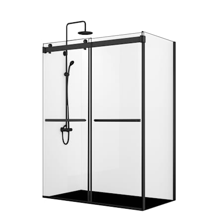 Miseno Spezia 76" High x 56" Wide x 35" Deep Sliding Frameless Shower Enclosure with Clear Glass Matte Black