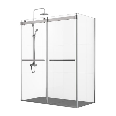 Miseno Spezia 76" High x 68" Wide x 35" Deep Sliding Frameless Shower Enclosure with Clear Glass Brushed Nickel
