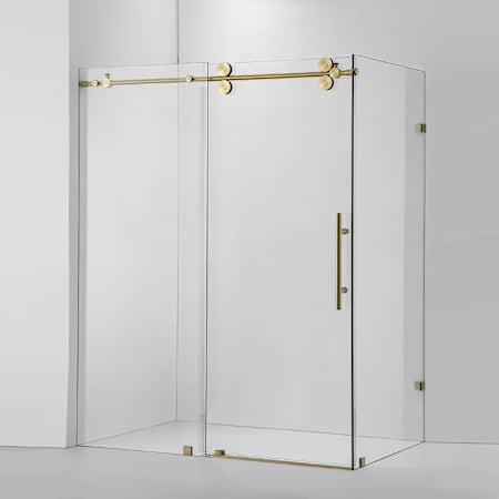 Miseno Villena 78" High x 68" Wide x 36" Deep Sliding Frameless Shower Enclosure with Clear Glass Brushed Gold