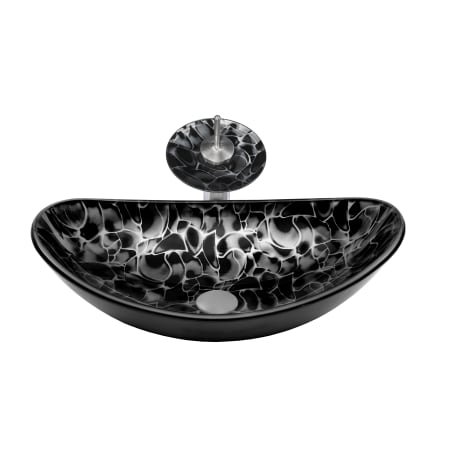Miseno Hand Painted 21-1/2" Glass Vessel Bathroom Sink with Single Hole Bathroom Faucet and Pop-Up Drain Assembly Brushed Nickel