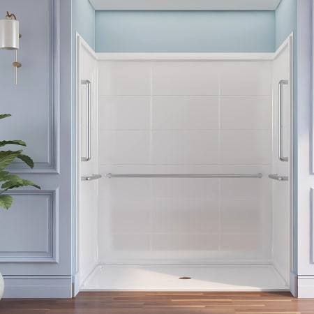 Miseno 64" x 36" Rectangular Shower Base with Single Threshold and Center Drain White