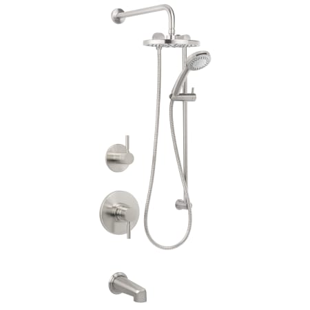 Miseno Mia Pressure Balanced Shower System with 2.0 GPM Rain Shower Head, Hand Shower, Slide Bar, Tub Spout, and Wall Mounted Rain Shower Arm Brushed Nickel